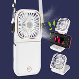 5 IN 1 Mini Fan USB Rechargeable Halter Folding Fan with 3000mAh Power Bank Cell Phone Stand