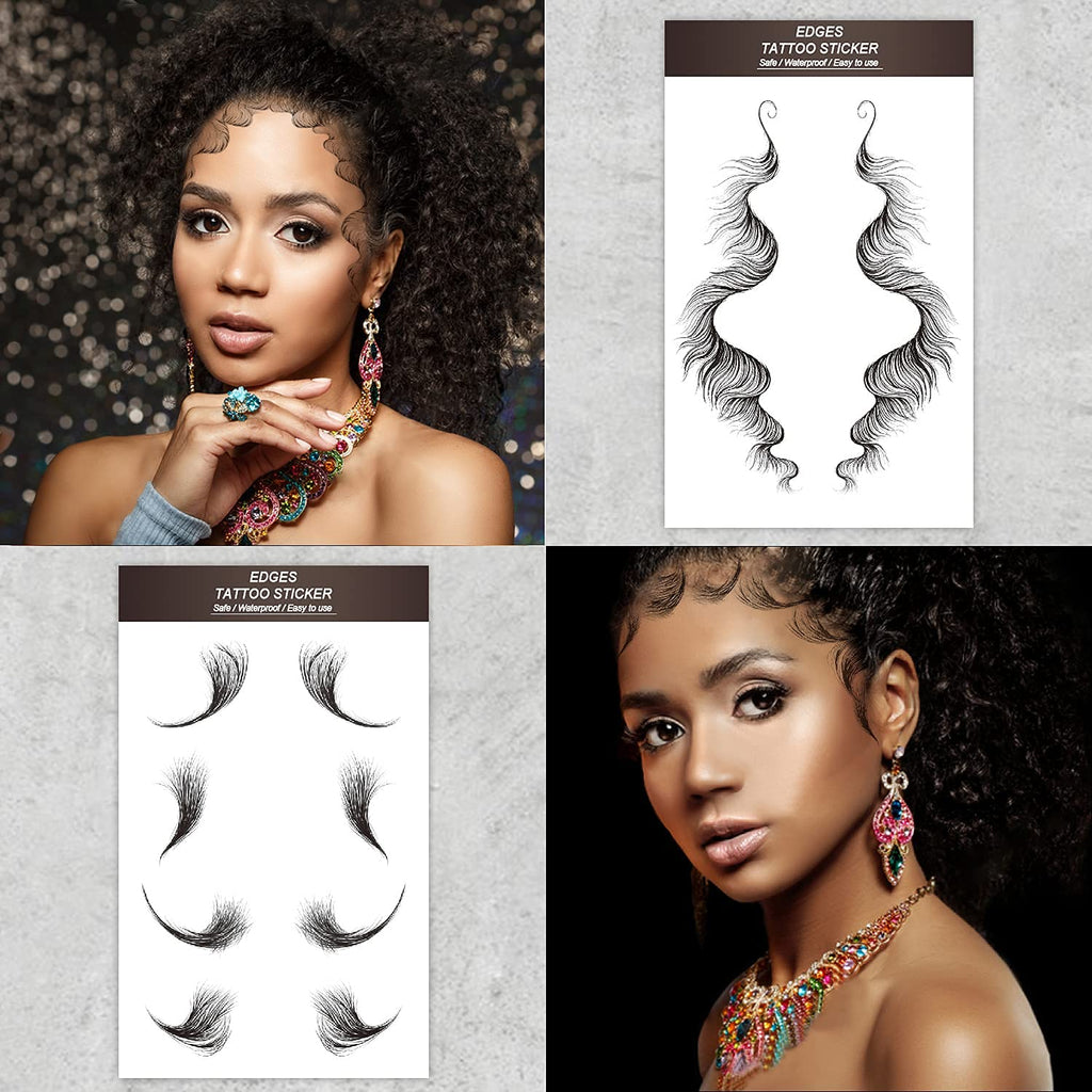Hair Edges Tattoo Sticker Baby Hair Fake Hairline Temporary Tattoo Sticker Waterproof Lasting Curly Hair DIY Tool