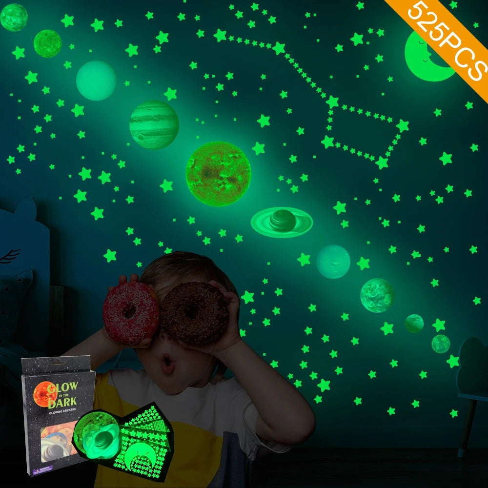 Glow in The Dark Wall Stickers Luminous Stars Round Dot Moon Galaxy Wall Stickers Home Decor
