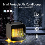 Mini Handheld Air Conditioner Negative Ion Air Cooler Fan Humidifier With LED Light