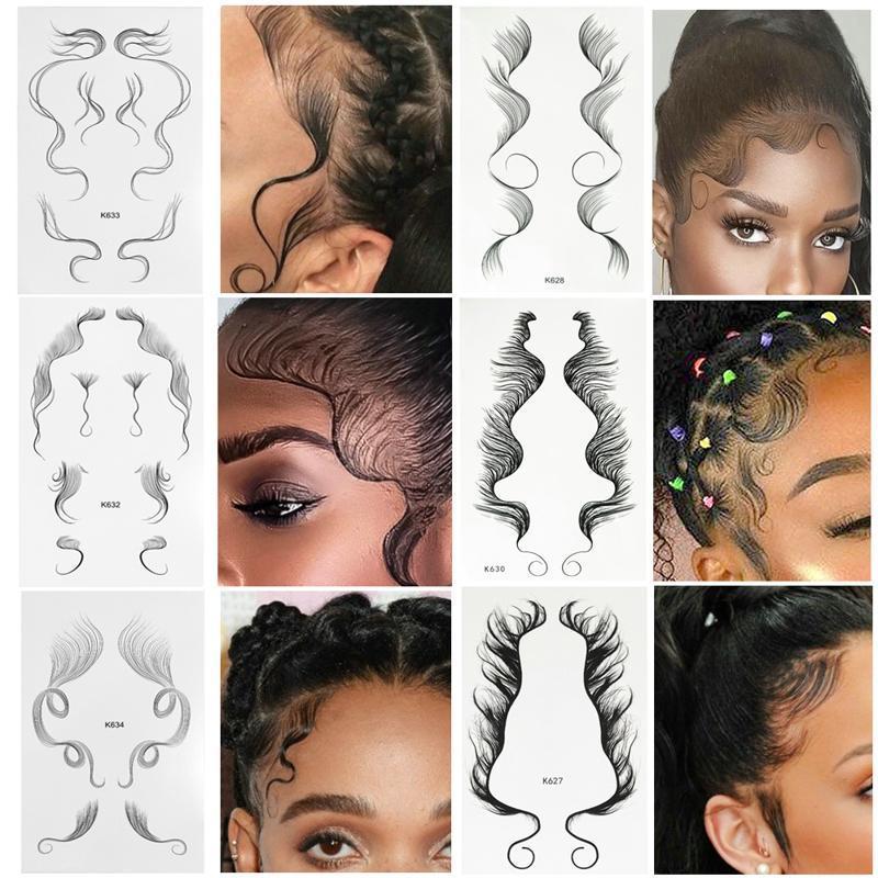 Popular Baby Hair Tattoo Stickers, 5PCS Temporary Baby Hair Tattoo Baby  Hair Edge Tattoo Salon DIY Hairstyling Hair Tattooing Template Hair  Stickers