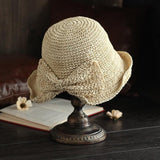 Small Edge Split Straw Hat Sunscreen Bow Fisherman Hat Foldable Sun Beach Hats
