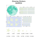 1049Pcs Glow in The Dark Wall Stickers Luminous Moon Stars Kids Wall Stickers Home Decor