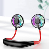 Neck Fan With LED Hands-Free Neck Cooler Portable USB Rechargeable Mini Fan