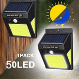 50/100LED Solar Motion Waterproof 180 Degrees Wide Angle Sensor Outdoor Light